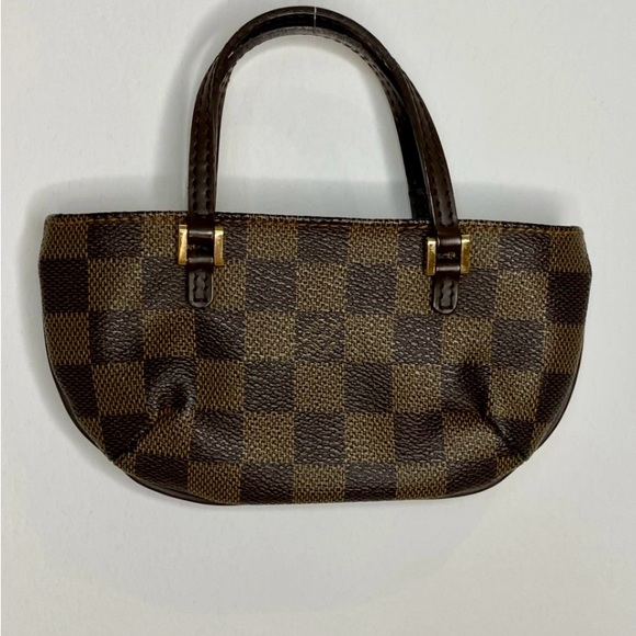 Louis Vuitton Manosque leather handbag accessory pouch in Damier Ebene - Picture 8 of 14